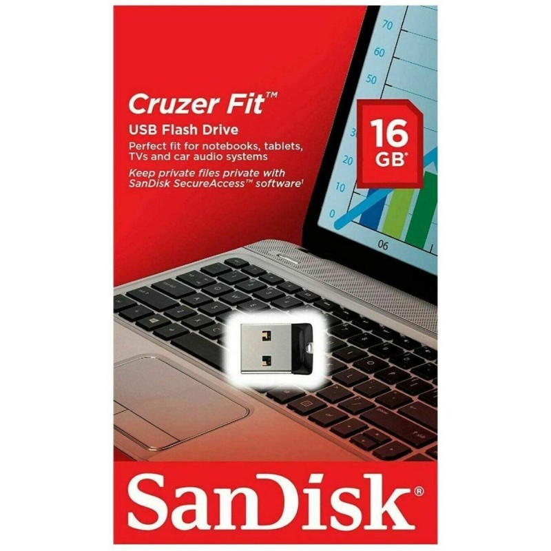 Flash SanDisk USB 2.0 Cruzer Fit 16Gb Black