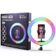 Кільцева світлодіодна LED лампа RGB MJ33, 33 см з тримачем для телефону + пульт