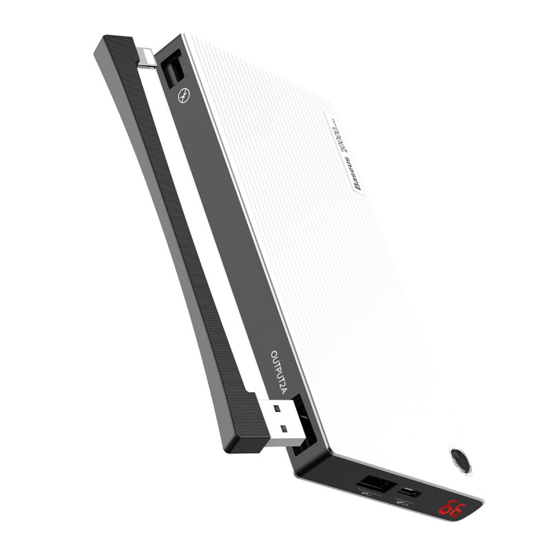 Зовнішній акумулятор Baseus Esazi QC3.0 Dual input Digital display Power bank 20000mAh White