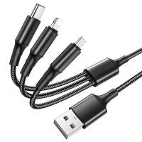 Кабель BOROFONE BX50 3-in-1 Fresco (Lightning+Micro+Type-C) Black