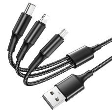 Кабель BOROFONE BX50 3-in-1 Fresco (Lightning+Micro+Type-C) Black