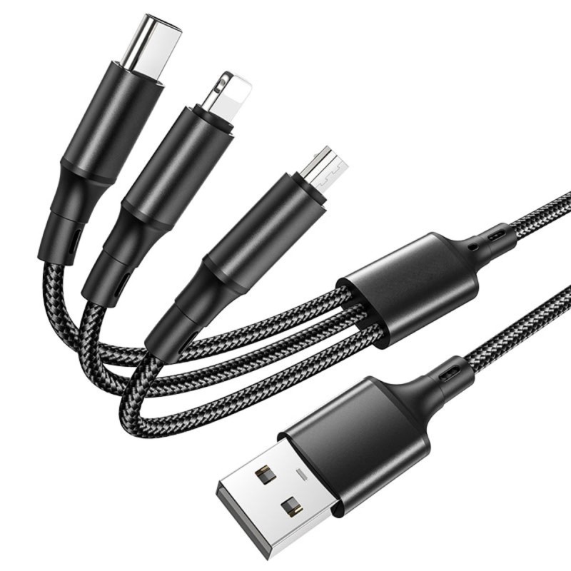 Кабель BOROFONE BX50 3-in-1 Fresco (Lightning+Micro+Type-C) Black