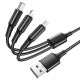 Кабель BOROFONE BX50 3-in-1 Fresco (Lightning+Micro+Type-C) Black