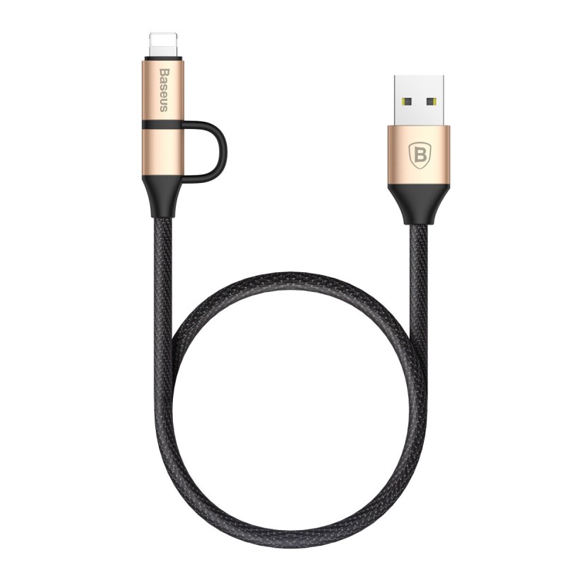 Кабель Baseus Yiven 2-in-1 Cable (Micro/Lightning) 1m Gold