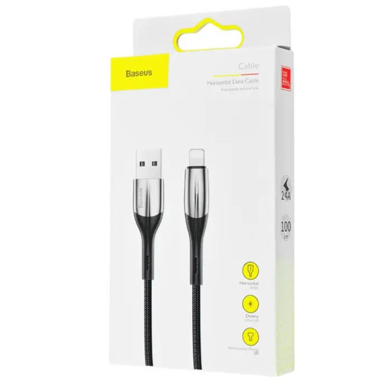 Кабель Baseus Horizontal Data CableUSB For iP 2.4A 1m Black