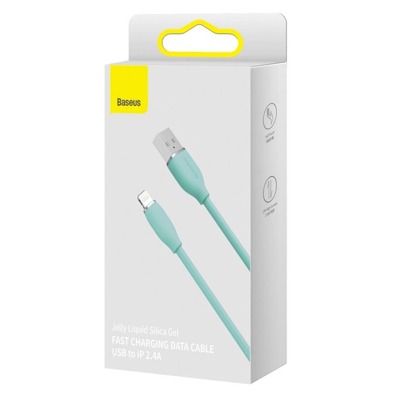 Кабель Baseus Jelly Liquid Silica Gel Fast Charging Data Cable USB to iP 2.4A 1.2m Green