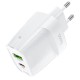 Мережевий зарядний пристрій HOCO C85A Bright dual port PD20W+QC3.0 charger White