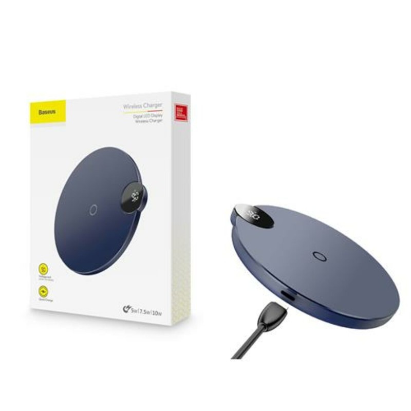 БЗП Baseus Digtal LED Display Wireless Charger Blue