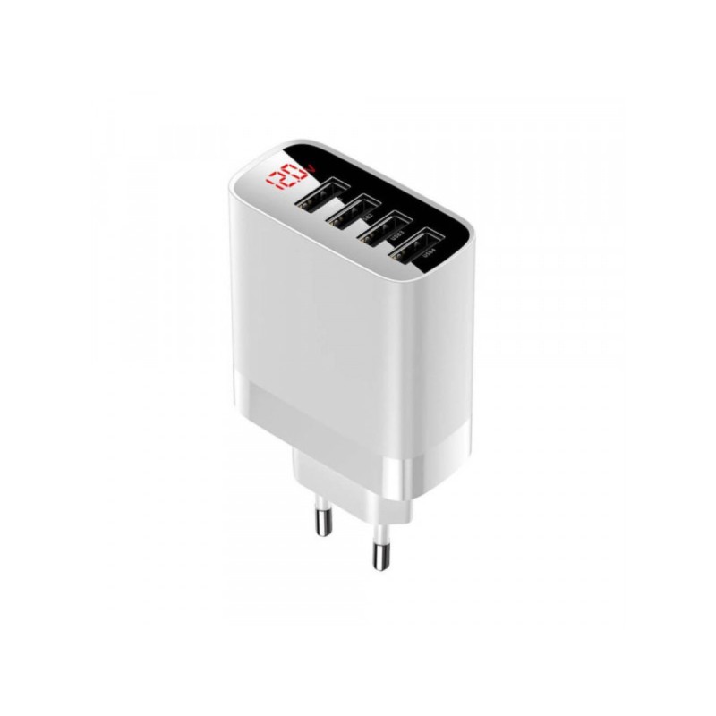 Мережевий зарядний пристрій Baseus Mirror Lake Digital Display 4USB Travel Charger 30W (EU) White