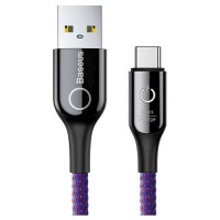 Кабель Baseus C-shaped Light Intelligent Type-C 3A 1m Purple