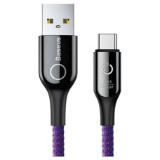 Кабель Baseus C-shaped Light Intelligent Type-C 3A 1m Purple