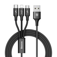 Кабель Baseus Rapid Series 3-in-1 Cable M+L+T 3A 1.2m Black