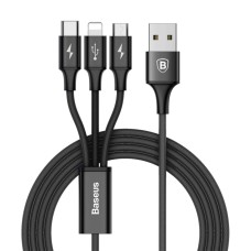 Кабель Baseus Rapid Series 3-in-1 Cable M+L+T 3A 1.2m Black