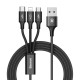 Кабель Baseus Rapid Series 3-in-1 Cable M+L+T 3A 1.2m Black