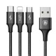 Кабель Baseus Rapid Series 3-in-1 Cable M+L+T 3A 1.2m Black