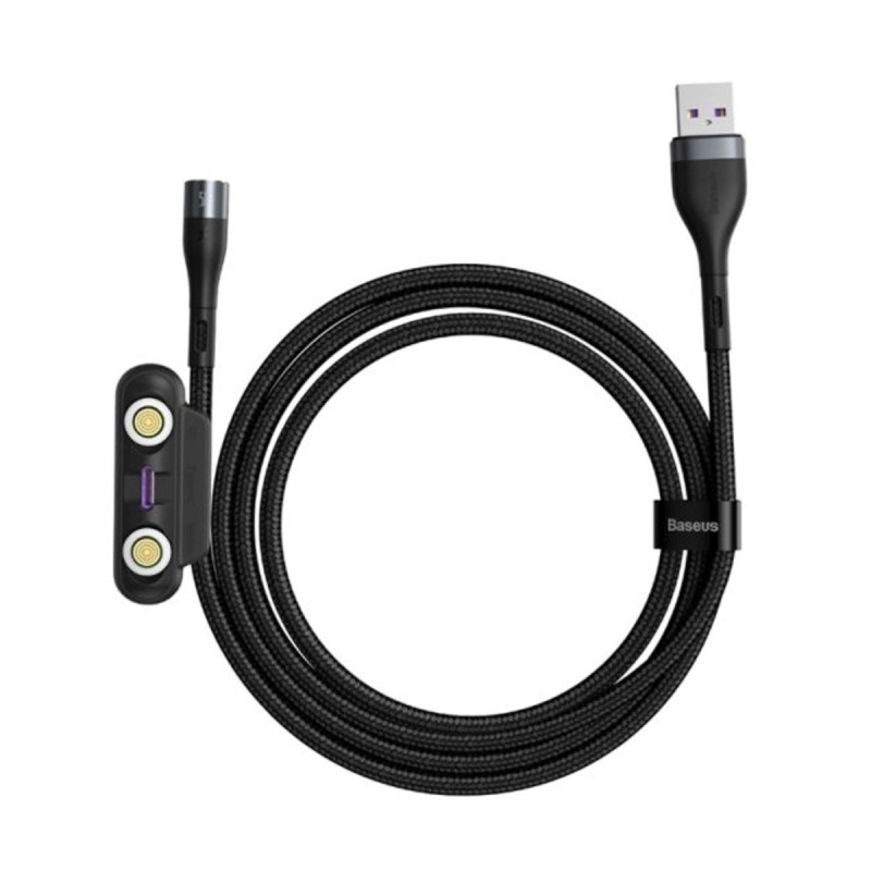 Кабель Baseus Zinc Magnetic Safe Fast Charging Data Cable USB to Type-C 3A 1m Gray+Black