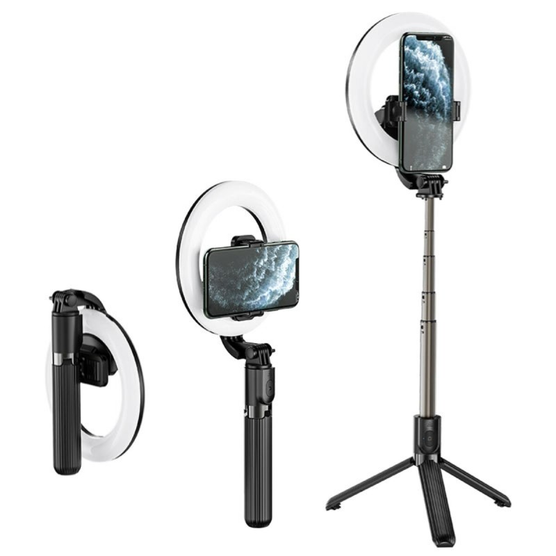 Кільцева лампа на штативі HOCO LV03 Plus Showfull fill light live broadcast holder Black