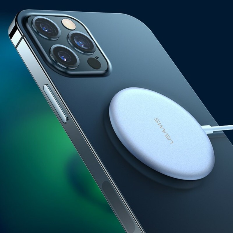 БЗП Usams US-CD160 W2 Aluminum Alloy Super-thin Magnetic Fast Wireless Charger 15W (Max) Silver