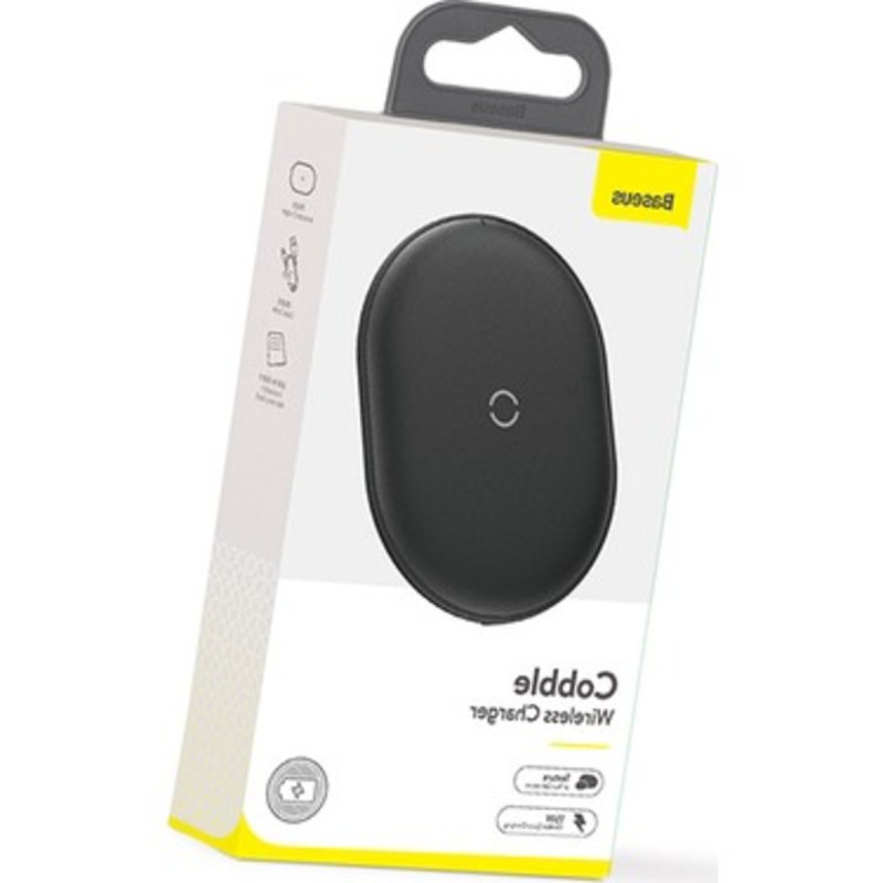 Бездротовий зарядний пристрій Baseus Cobble wireless charger 15W (Qi EPP) Black