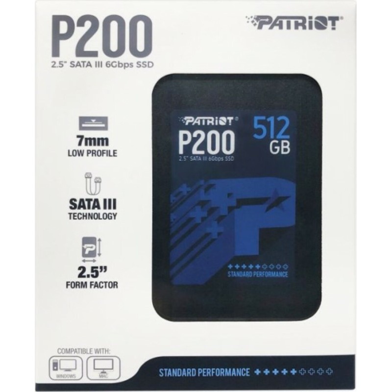 SSD Patriot P200 512GB 2.5" 7mm SATAIII TLC 3D