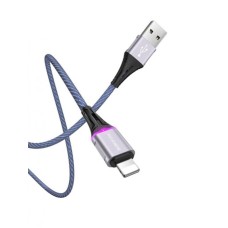Кабель BOROFONE BU25 USB to Micro, 2.4A, 1.2m, nylon, aluminum connectors, light indicator, Blue