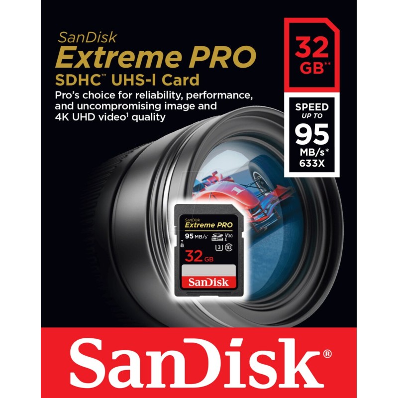 SDHC (UHS-1 U3) SanDisk Extreme Pro 32Gb class 10 V30 (95Mb/s, 633x)