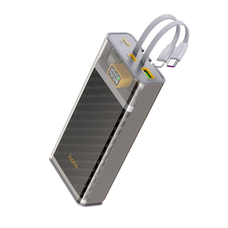 Зовнішній акумулятор HOCO J104A Discovery edition 22.5W fully compatible power bank with cable(20000mAh) Gray