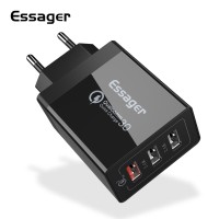 Мережевий зарядний пристрій Essager Fangbo QC3.0 3U (QC+Dual 2.4A) Charging Head  black (ECTQC3-FBB01