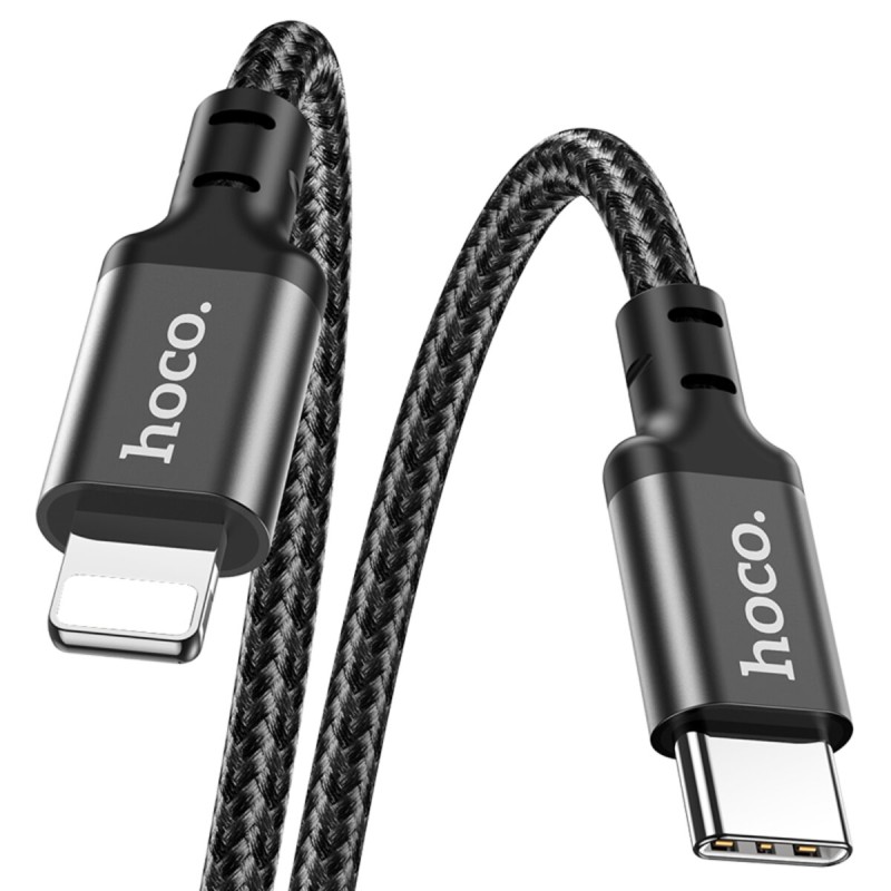 Кабель HOCO X14 Type-C to iP 3A, 20W, 3m, nylon, aluminum connectors, Black