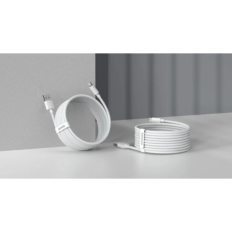 Кабель Baseus Simple Wisdom Data Cable Kit USB to iP 2.4A (2PCS/Set) 1.5m White