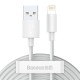 Кабель Baseus Simple Wisdom Data Cable Kit USB to iP 2.4A (2PCS/Set) 1.5m White