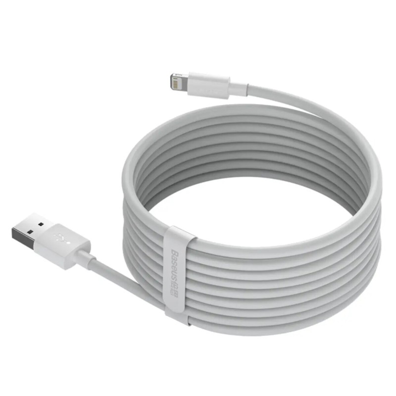Кабель Baseus Simple Wisdom Data Cable Kit USB to iP 2.4A (2PCS/Set) 1.5m White