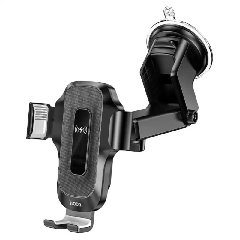 Тримач для мобiльного з БЗП HOCO HW3 Wise automatic induction wireless fast charging car holder(center console) Black