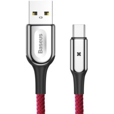 Кабель Baseus X-type Light Cable For Type-C 3A 1m Red