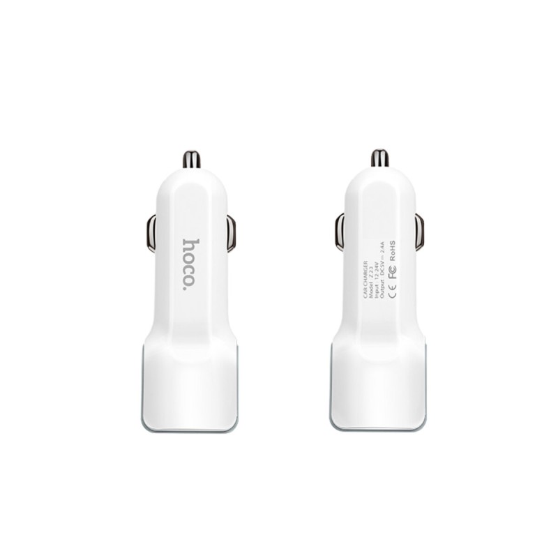 Автомобільний зарядний пристрій HOCO Z23 grand style dual-port car charger White
