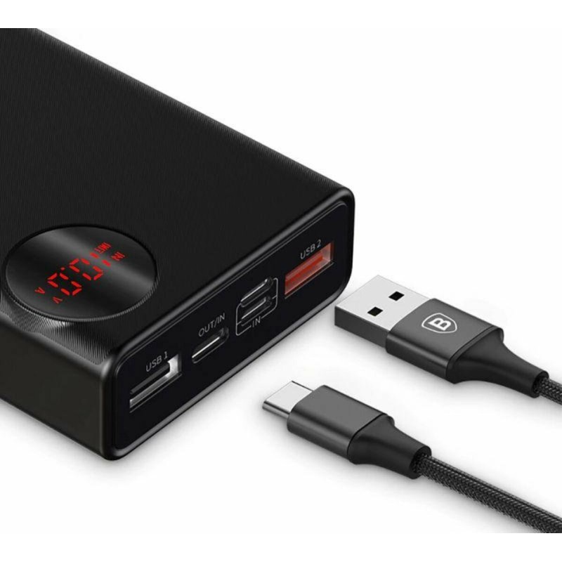 Зовнішній акумулятор Baseus Mulight Power Bank 20000mAh Black