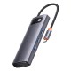 USB-Hub Baseus Metal Gleam Series 6-in-1 Multifunctional Type-C HUB Docking Station Gray (Type-C to HDMI*1+USB3.0*3+PD*1+VGA*1)