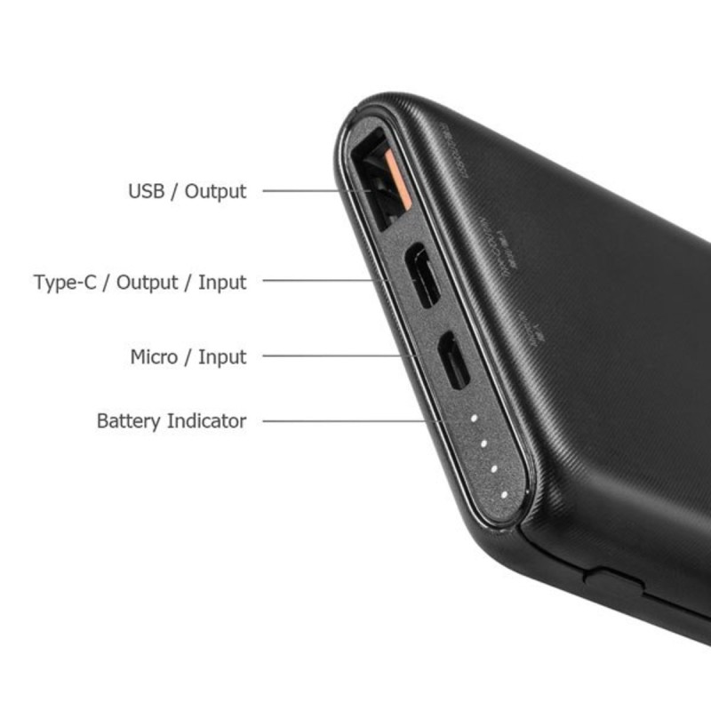Зовнішній акумулятор Baseus Bipow Quick Charge Power Bank PD+QC 10000mAh 18W Black