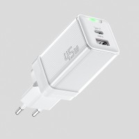 Мережевий зарядний пристрій Essager Zhiqi 45W GaN Travel Charger A+C EU  white (ECTCA-ZQB02-Z)