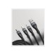 Кабель Baseus Flash Series One-for-three Fast Charging Data Cable USB to M+L+C 5A 1.2m Gray+Black