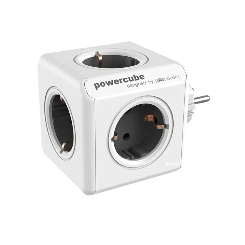 Мережевий розгалужувач Allocacoc PowerCube Original з заземленням 5 розеток, cірий