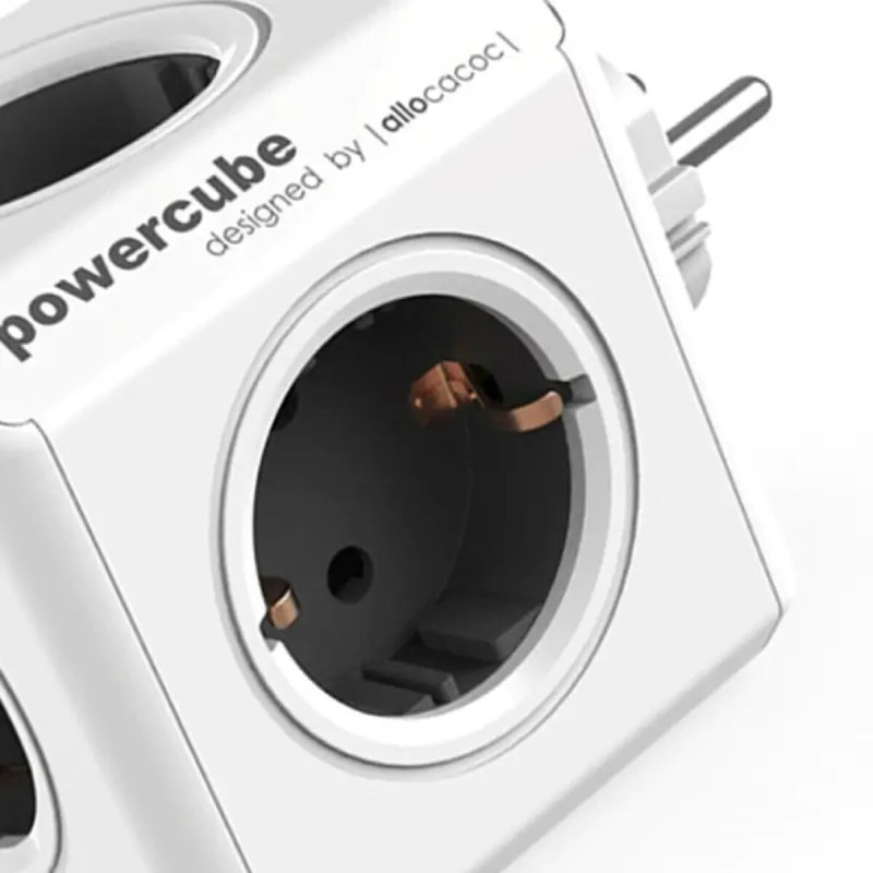 Мережевий розгалужувач Allocacoc PowerCube Original з заземленням 5 розеток, cірий