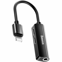 Кабель-перехiдник Baseus 3-in-1 iP Male to Dual iP & 3.5mm Female Adapter L52 Black