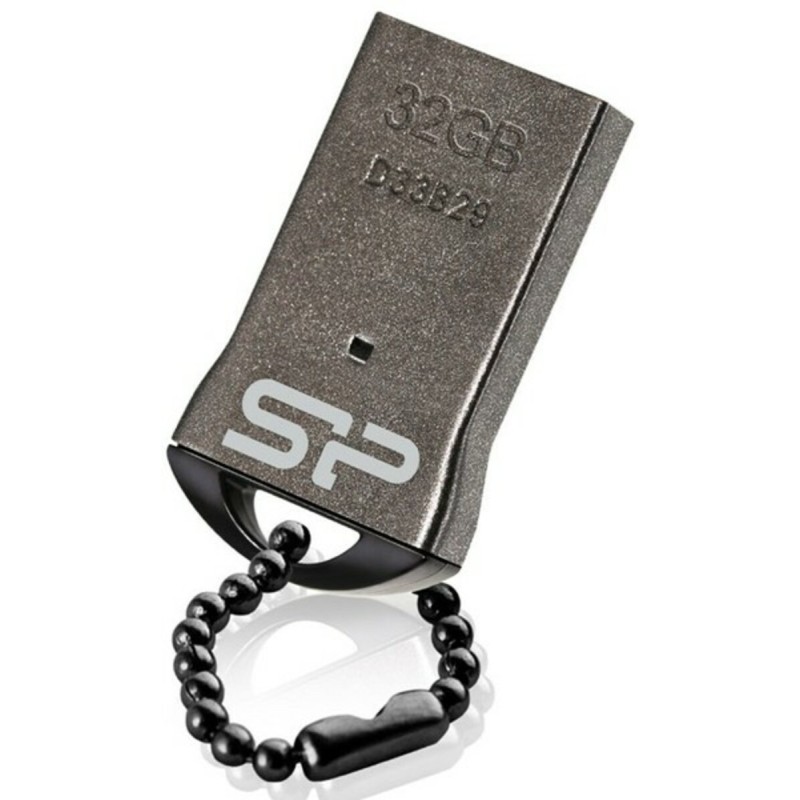 Flash SiliconPower USB 2.0 Touch T01 32Gb Black no chain metal