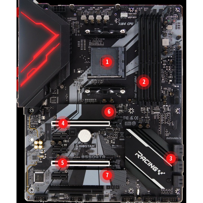 Материнська плата Biostar B550 (sAM4,  AMD B550, PCI-Ex16) (B550GTA)