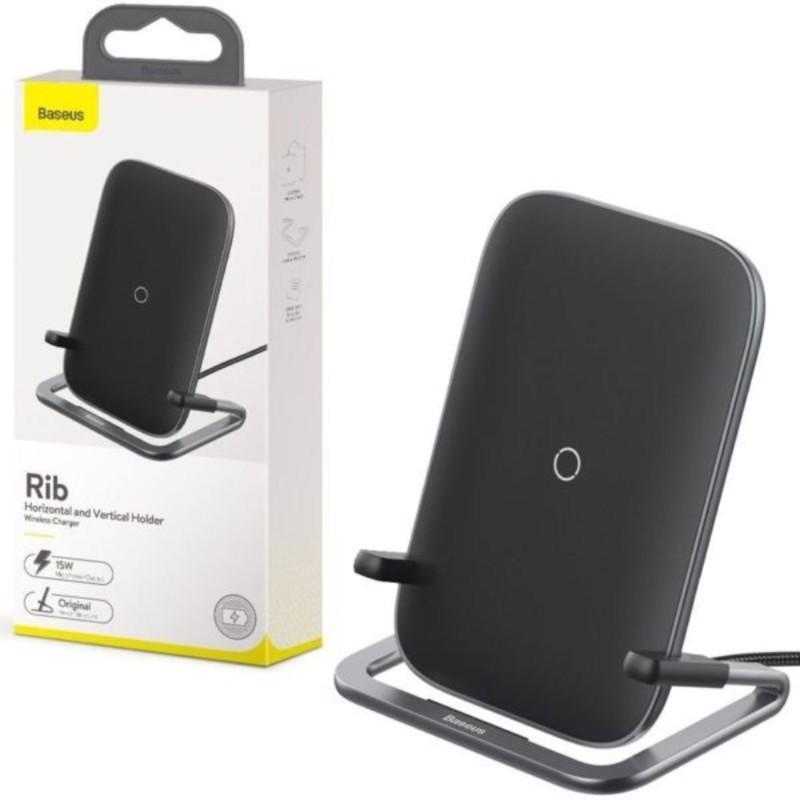 БЗП Baseus Rib Horizontal and Vertical Holder Wireless Charging 15W Black