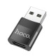 Кабель-перехiдник HOCO UA17 USB Male to Type-C female USB2.0 adapter Black