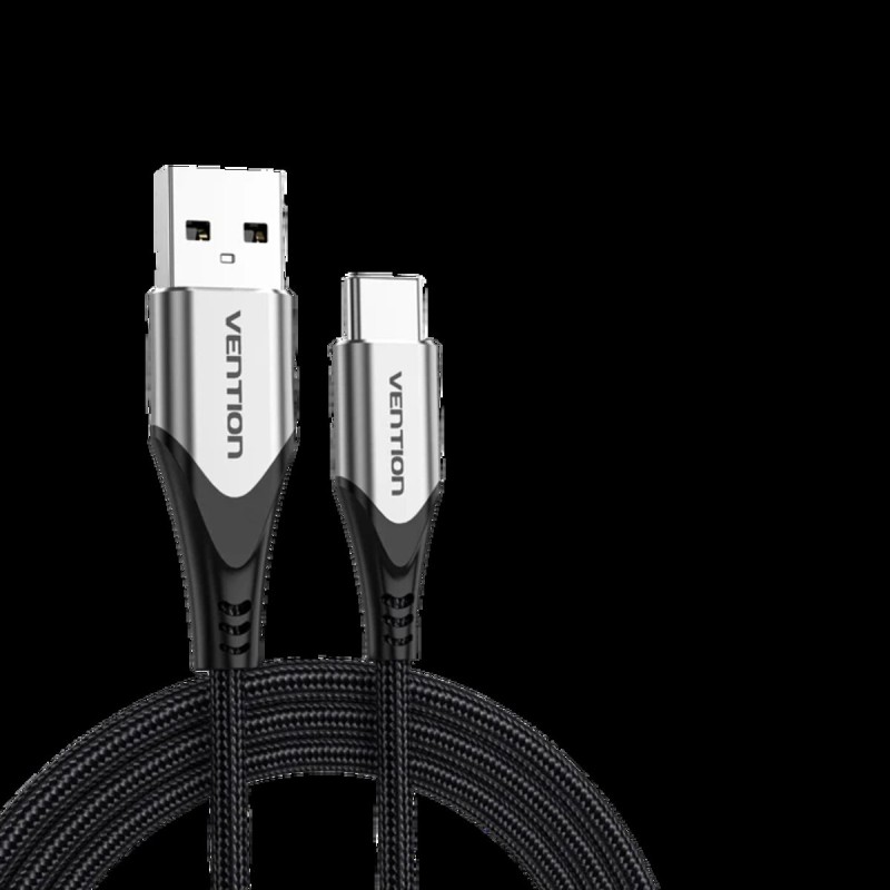 Кабель Vention Cotton Braided USB 2.0 A Male to C Male 3A Cable 3M Gray Aluminum Alloy Type (CODHI)