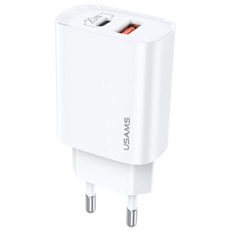Мережевий зарядний пристрій Usams US-CC121 T35 QC3.0+PD3.0 Fast Charger 20W (EU) White