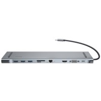 USB-Hub Baseus Enjoyment Series Type-C Notebook HUB Adapter (GrayPD/HDMI/VGA/RJ45/SD/USB*3/Adapter )